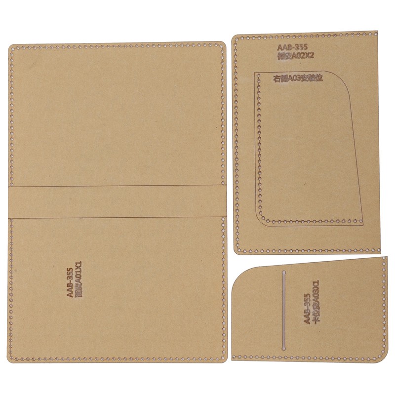 3Pcs Acrylic Template Card Bag DIY Passport Holder Leather Pattern
