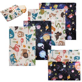 6Pcs Reusable Sandwich and Snack Bags Kids, Polyesters Snack Pouches for Kids Reusable with Zipper, Washable Fabric Foodsafe Snack Bags for Kids & Adult Lunch Bags