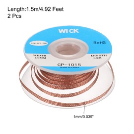 sourcing map Solder Wick Braid No-Clean Desoldering Wick Braid 0.04 Inch Width 5 Feet Length for Remove The Solder Electrical Components 2 Pack