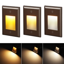 LEONLITE 3CCT LED Step Lights 120V-277V, 150LM 2.5W Dimmable Vertical Stair Lights Indoor Outdoor IP65, CRI90 & ETL, 2700K/3000K/4000K Selectable Zinc Alloy Staircase Lights, Oil Rubbed Bronze, 3 Pack