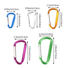 Temlum 10pcs Carabiner Clips Aluminum D-Ring Clip Small Snap Hook for Keys, Backpack, Dog Leash, Fishing, Hiking (1.6 inch/ 4 cm)