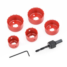 Gunpla 7-Piece Hole Saw Set Diameter 32 mm, 38 mm, 44 mm, 51 mm, 54 mm with Centre Drill, Hole Cutter for Drilling Holes in Wood, Thin Sheets, Aluminium Profiles, Plasterboard, PVC etc.