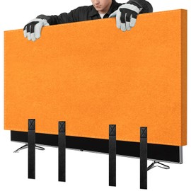 EcoBrisa TV Moving Cover Flat Screen TV Heavy Duty Felt Screen Protector Anti-Scratch with Bottom Strap During House Moving,Storing, Painting or Home Renovation Packing Cushioning Supplies (50-55in-orange)