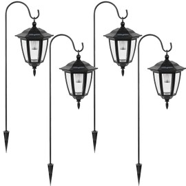 Viewsun 34 Inch Hanging Solar Lights, Shepherd Hook Lights with 2 Shepherd Hooks Waterproof Outdoor Decorative Solar Lantern Lights for Garden Decor, Patio, Backyard, Pathway, 4 Pack