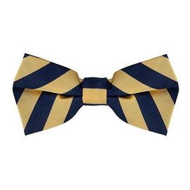 Oxford Kent by SuspenderStore Classic Bold Stripe Adult Bow Ties - Microfiber Twill - Corn & Navy