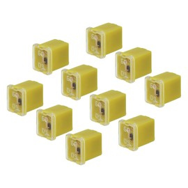 sourcing map Automotive Cartridge Fuse 48V 60A Female Terminal J Case Box Low Profile for Car Truck Yellow 10pcs