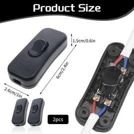 Pack of 2 Toggle Switch 230 V, Cord Switch, On/Off Switch 230 V, Power Switch, Lamp Switch Lamp, Wire Light Switch Socket, Lamp Cable, Cord Switch, Switch Connection Cable