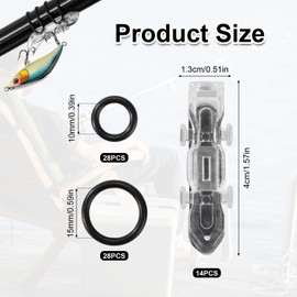 14pcs Magnetic Lure Hooker, Automatic Fishing Rod Hook Keeper Holder Magnetic Bait Holder with 2 Sizes Rubber Rings Fishing Accessories (Transparent)