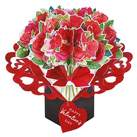 Second Nature Pop Ups VPOP050 Valentine's Day Pop Ups Card Roses With Hearts on Flaps