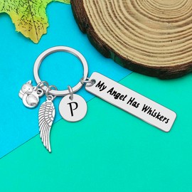 Dabihu Loss of Cat Memorial Gifts Keyring Initial P