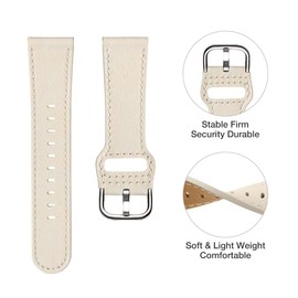 20mm Leather Band Compatible with Garmin Vivoactive 6/Vivoactive 5/3/3 Music, Thin Soft Narrow Replacement for Garmin Venu Sq 2/Venu 2 Plus/Forerunner 165/55/245/645 Music