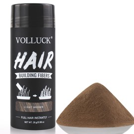 VOLLUCK Scattered Hair for Hair Thickening, Long-Lasting Hair Fibre, Women Men, Natural Hair Products for Hair Loss, 28 g (Light Brown)