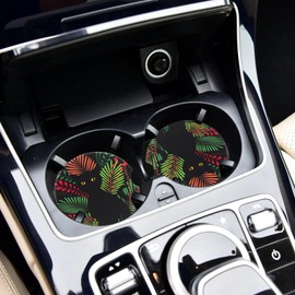 2 Pcs Absorbent Car Coasters Cute Cat Print Car Coasters Ceramic Car Drink Coaster Non-Slip Auto Cup Holder Coasters Car Cupholder Coaster Cat Car Coasters