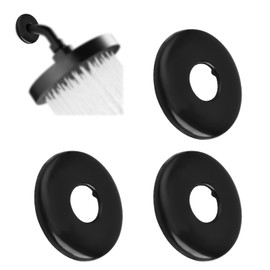 UFURMATE Shower Arm Flange, 3Pcs Stainless Steel Shower Flange Cover Shower Head Arm Escutcheon Cover Plates Round Escutcheon Plates for 21mm Diameter Shower Pipe (Matte Black)