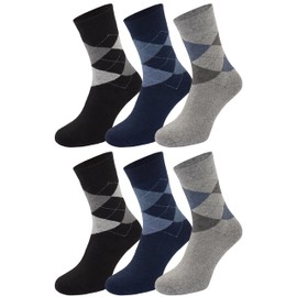 OCERA Thermal Socks for Men and Women, 6 Pairs Full Terry Winter Socks with Colour Stripes or Modern Design, Oeko-Tex Standard 100 Certified Cotton, 6 x with Burlington pattern