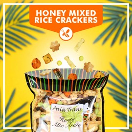 Asia Trans Honey Mixed Arare - Sweet and Salty Assorted Nori Komaki, Sakura, Kakinotane Rice Crackers - Crunchy Japanese Snack, Hawaiian Kaki Mochi - Great with Popcorn, Trail Mix, Beer - 12 Oz Pack