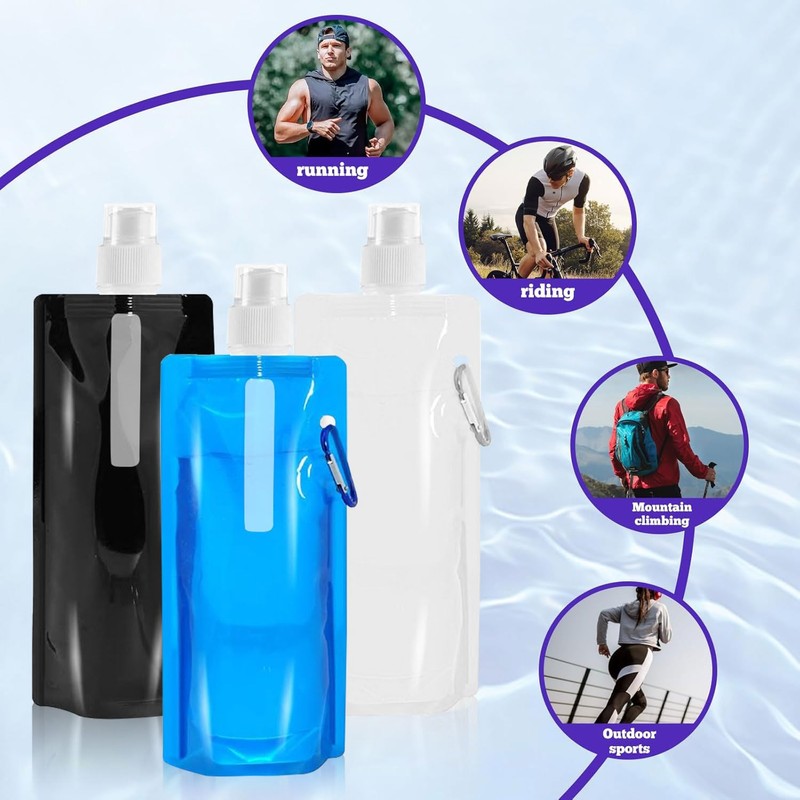 YeahBoom Pack of 3 500 ml Foldable Water Bottles, Foldable