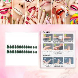 Rchovsam Solid Green Press on Nails Short Round St Patricks Nails Press on Spring Green Designs False Nails Full Cover Acrylic Fake Nails for Women 24pcs