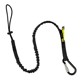 BearTOOLS Tool Lanyard with Aluminum Screw Lock Carabiner and Adjustable Loop End, Standard Length, Maximum Weight Limit 8KG / 17.6lb, Fall Restraint with Shock Cord Stopper, 1 Pack (Black 0921S)