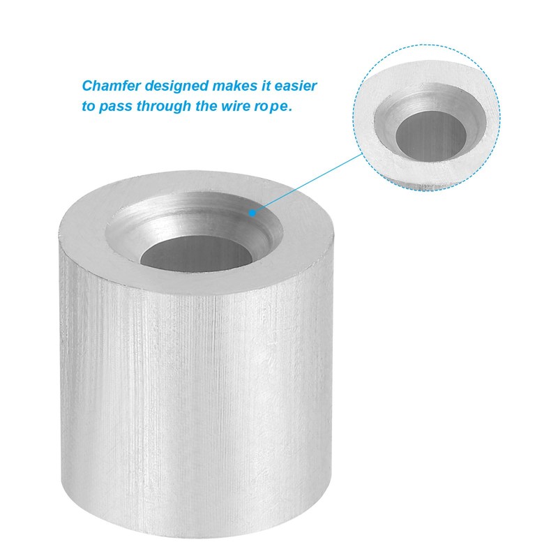 PATIKIL 1/4"/6mm Wire Rope Stop Sleeve,10 Pack Aluminum Crimping Loop