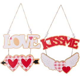 Love Front Door Sign | Love Kiss Me Welcome Sign Home Wall Decor - 26X15Cm/10.2X5.9Inch Love Decoration Welcome Sign for Table Window Door Wall Decor