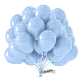 Organic Balloons Blue [Pack of 50] • Made in the EU • Certified Sustainable Organic Balloons • 100% Natural Latex • Climate Neutral Production • Diameter 34 cm Balloons Light Blue Balloons Birthday •