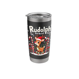 Funny Rudolph The Red Nosed Reindeer Cute Matching Xmas Stainless Steel Insulated Tumbler
