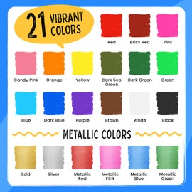 Chalk Pens & Metallic Colours (Pack of 21) Neon Chalk Markers - Erasable Dry Erase Marker Pens for Blackboards, Chalkboard, Window, Glass | 6mm Reversible Bullet & Chisel Tip