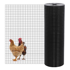Black Hardware Cloth, 1/2 Inch Mesh Heavy 19 Gauge 48in X100ft Welded Wire Roll  Duty Black Chicken Wire Fencing,Wire Diameter: 0.9mm, Aperture: 12.7mm