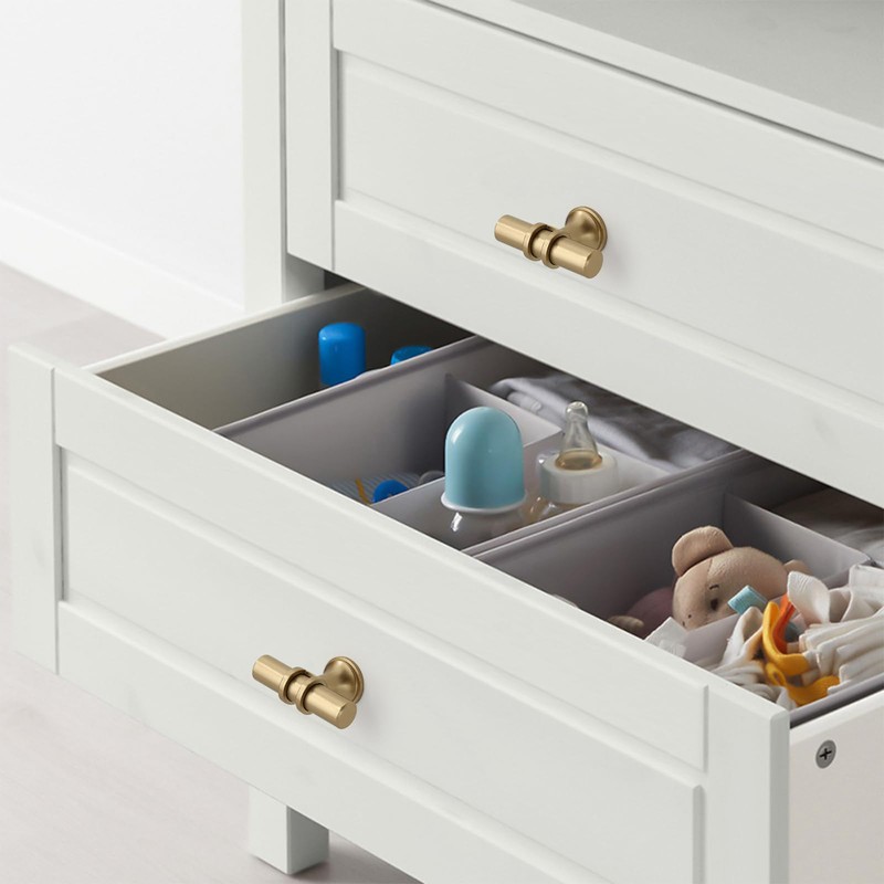 Amerdeco 10 Pack Brushed Gold Cabinet Knobs 2 Inch T