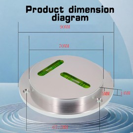 Metal flange circular horizontal bubble T-shaped XY axis bidirectional level, 90mm diameter metal level with mounting hole (Acrylic foam)