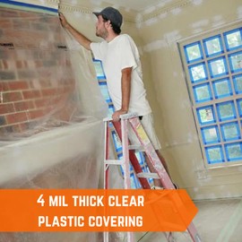 Vapor Barrier Supply - Clear Plastic Sheeting - 4 mil - (3' x 100') - Thick Plastic Sheeting, Heavy Duty Polyethylene Film, Drop Cloth Vapor Barrier Covering for Crawl Space