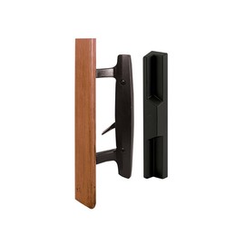 FHC C1313 Patio Door Mortise Style Handle - Black Diecast with Wood Handle - Outside Pull
