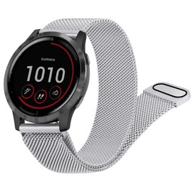 Metal Strap for Garmin Vivoactive 4, Garmin Venu 2,Garmin Venu 3-22mm Quick Release Band with Magnet for Garmin Vivoactive 4/Garmin Venu 2/3 (Silver)