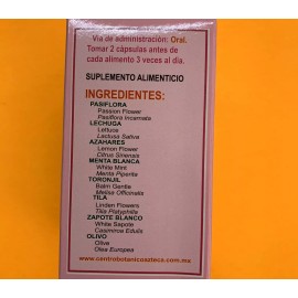 Azteca Pasiflora 50 Capsulas Menta Blanca Toronjil Tila Zapote Blanco Olivo Pasiflora