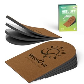 Welnove Shoe Heel Lift Inserts for Pain - Welnove Adjustable Heel Lifts Pads for Plantar Fasciitis,Heel Pain, Leg Length Discrepancy,Height Increase Insert for Women Men (Brown,S)