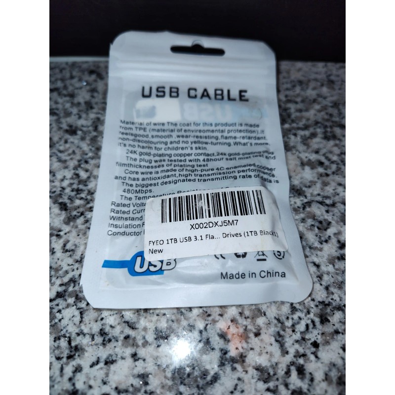 USB 3.1 Flash Drive 1TB Black External Storage Memory Stick