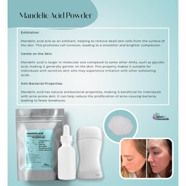 Talsen Chemicals Mandelic Acid Powder 99.9% Purity, DIY Cosmetic Grade For Mandelic Acid Serum, Peel/Mask or add to Cream, Moisturizer (8 Ounce / 226 Gram)