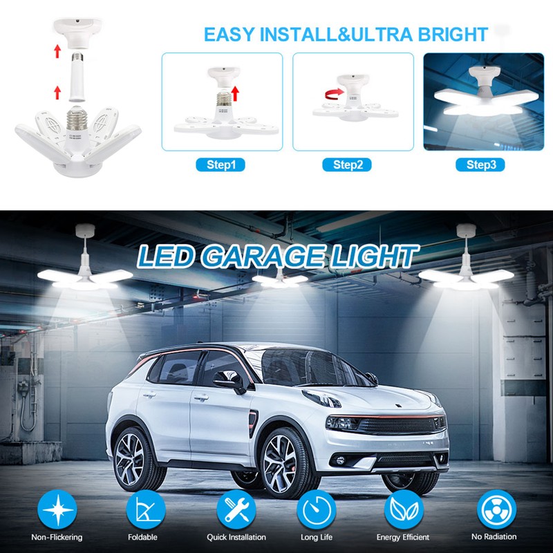 LED Garage Lights- Dimmable Garage Lights Ceiling, 38W 6000LM 6500K