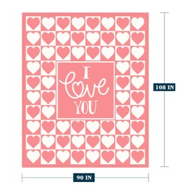 Neatee Living Valentines Day Throw Blanket King Size Pink Plaid Love Heart Blanket Girlfriend Wife Couple Blanket for Bed Couch Large Big Soft Lightweight Plush Fleece Blankets and Throw 90x108