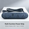 Night Stand with Charging Station, 23 Inch Tall Fluted Modern