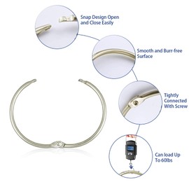 24 Pack Shower Curtain Rings,Rust Proof Shower Curtain Hooks for Bathroom,Circular Decorative Shower Curtain Rings and Hooks for Shower Rod,Metal Rings for Shower Curtain,Loose Leaf Rings(Nickel)