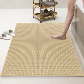 HOMBYS 58 x 32 Extra Large Shower Mat for Shower Stall Tub, Non Slip Bath Mat Bathroom Accessories, PVC Mats for Shower and Bathroom, Quick Drying, (Khaki, 58"x32")