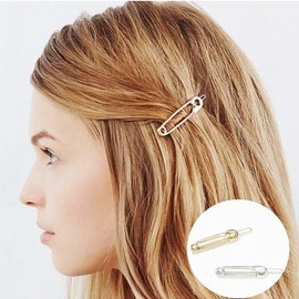 2 types of safety pin-shaped side hairpins / 옷핀모양 옆머리 헤어핀 2종