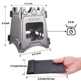 G4Free Camping Stove, Portable Wood Stove with Folding Stainless Steel, Pocket Backpacking Stove Outdoor Camping Hiking Traveling BBQ