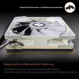 DolDer Magnetic Aluminium Fan Spacer Adapter Frame Noise Reducing Fan Decoupling Pad for Water Cooling Radiators/Casing and 120 mm Fan (12 cm)