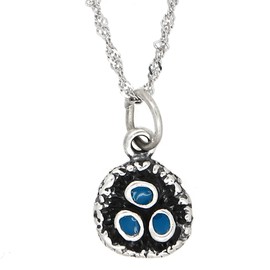 LGU Sterling Silver Oxidized Blue Jay Bird Nest with Thin Singapore Chain Necklace (16 Inches)