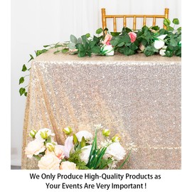 ShinyBeauty Sequin Tablecloth Rectangle 50x80-Inch Light Gold Table Cloths for Parties Seamless Table Cover Overlay Glitter Fabric Tablecloth Champagne Gold Sequence Tablecloth for Wedding/Birthday