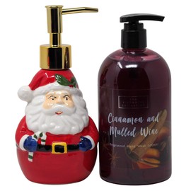 BWG Santa Ceramic Christmas Soap Dispenser & Fragranced Hand Wash Soap