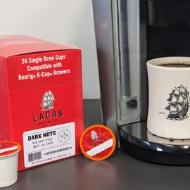 Lacas Coffee Dark Note Single Serve Cups, Compatible with Keurig K-Cup Brewers 24 Count